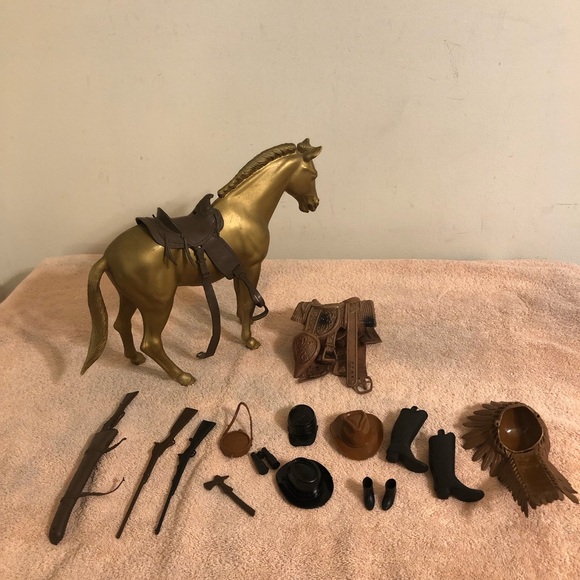Vintage 1968 Marx Johnny West Thunderbolt Horse & Accessories Lot